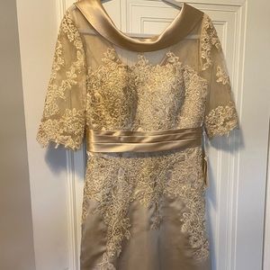 Beautiful Champagne colored Lace and satin dress